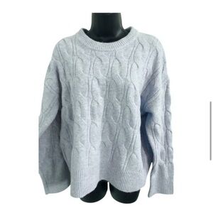 Jessica Simpson blue tufted cable knit crew neck sweater size XL brand new‎